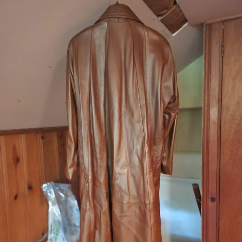 Brown leather coat